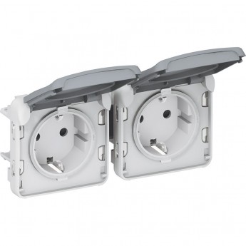 Розетка LEGRAND 2х2К+З горизонтальная немецкий стандарт Программа Plexo серый 16 A 250 В серый Розетка LEGRAND 2х2К+З горизонтальная немецкий стандарт Программа Plexo серый 16 A 250 В серый