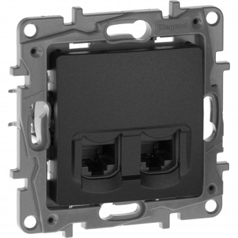 Двойная розетка LEGRAND Etika RJ 45 категория 5е UTP антрацит Двойная розетка LEGRAND Etika RJ 45 категория 5е UTP антрацит