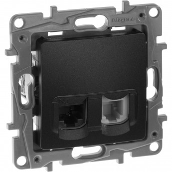 Двойная розетка LEGRAND Etika RJ11 + RJ45 категория 5 UTP антрацит Двойная розетка LEGRAND Etika RJ11 + RJ45 категория 5 UTP антрацит