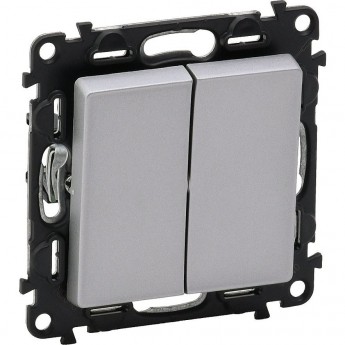 Выключатель LEGRAND Valena LIFE двухклавишный 10А 250В с лицевой панелью безвинтовые зажимы алюминий Выключатель LEGRAND Valena LIFE двухклавишный 10А 250В с лицевой панелью безвинтовые зажимы алюминий