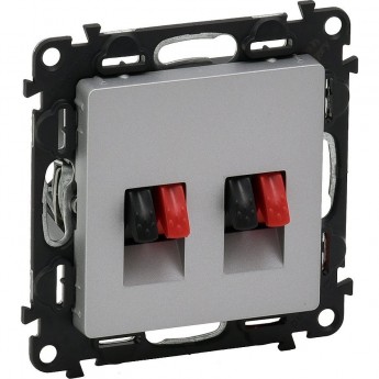 Аудиорозетка LEGRAND Valena LIFE с пружинными зажимами с лицевой панелью двойная алюминий Аудиорозетка LEGRAND Valena LIFE с пружинными зажимами с лицевой панелью двойная алюминий