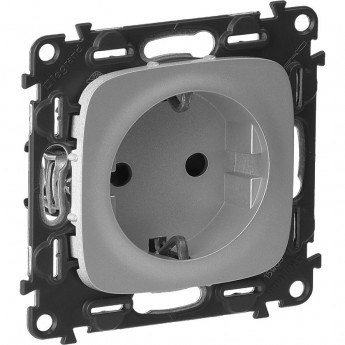 Силовая розетка LEGRAND Valena ALLURE 2К+З 16А 250В с защитными шторками безвинтовые зажимы с лицевой панелью алюминий Силовая розетка LEGRAND Valena ALLURE 2К+З 16А 250В с защитными шторками безвинтовые зажимы с лицевой панелью алюминий