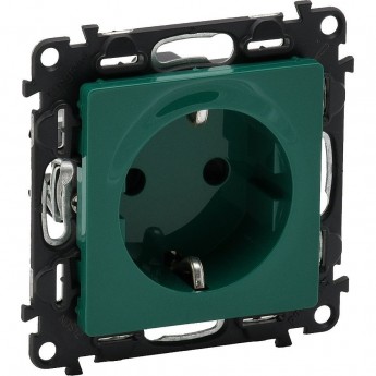 Силовая розетка LEGRAND Valena LIFE 2К+З 16А 250В с защитными шторками безвинтовые зажимы с лицевой панелью зеленый Силовая розетка LEGRAND Valena LIFE 2К+З 16А 250В с защитными шторками безвинтовые зажимы с лицевой панелью зеленый