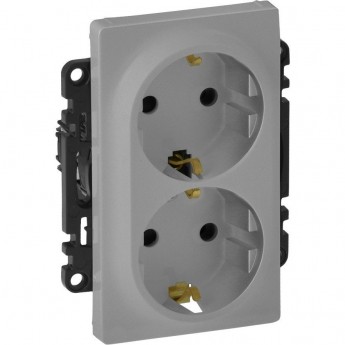 Силовая розетка LEGRAND Valena LIFE двойная 2х2К+З 16А 250В с лицевой панелью с защитными шторками безвинтовые зажимы алюминий Силовая розетка LEGRAND Valena LIFE двойная 2х2К+З 16А 250В с лицевой панелью с защитными шторками безвинтовые зажимы алюминий
