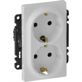 Силовая розетка LEGRAND Valena LIFE двойная 2х2К+З 16А 250В с лицевой панелью с защитными шторками безвинтовые зажимы белый Силовая розетка LEGRAND Valena LIFE двойная 2х2К+З 16А 250В с лицевой панелью с защитными шторками безвинтовые зажимы белый
