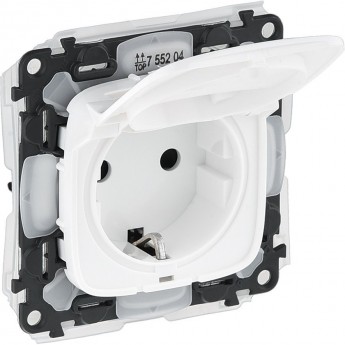 Розетка LEGRAND Valena ALLURE IP44 силовая 2К+З с защитными шторками и откидной крышкой белый Розетка LEGRAND Valena ALLURE IP44 силовая 2К+З с защитными шторками и откидной крышкой белый