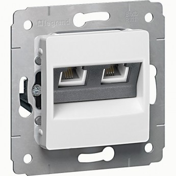 Информационная розетка LEGRAND Cariva 2xRJ45 категория 6 UTP белый Информационная розетка LEGRAND Cariva 2xRJ45 категория 6 UTP белый