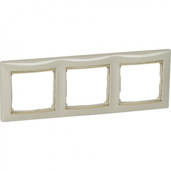Рамка LEGRAND Valena 3 поста горизонтальный монтаж слоновая кость/золотой штрих Рамка LEGRAND Valena 3 поста горизонтальный монтаж слоновая кость/золотой штрих
