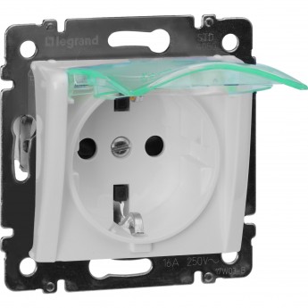 Розетка LEGRAND Valena IP 44 немецкий стандарт 2К+3 с крышкой и защитными шторками белый Розетка LEGRAND Valena IP 44 немецкий стандарт 2К+3 с крышкой и защитными шторками белый