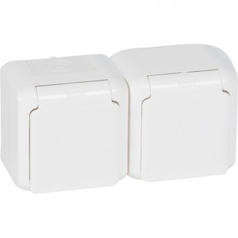 Розетки LEGRAND 2 х 2К+З с защитными шторками 16 A 250 В Quteo IP 44 белый Розетки LEGRAND 2 х 2К+З с защитными шторками 16 A 250 В Quteo IP 44 белый