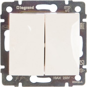 Механизм переключателя LEGRAND СП VALENA проходного 2-кл. 10А IP31 белый Механизм переключателя LEGRAND СП VALENA проходного 2-кл. 10А IP31 белый