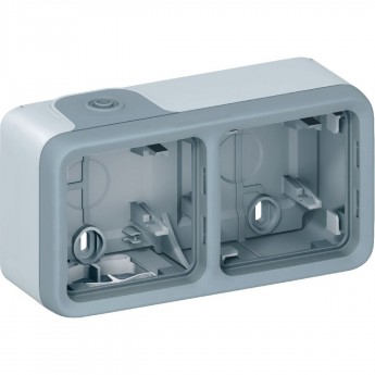 Двухместная монтажная коробка LEGRAND Plexo 2 поста горизонтальная установка серый Двухместная монтажная коробка LEGRAND Plexo 2 поста горизонтальная установка серый